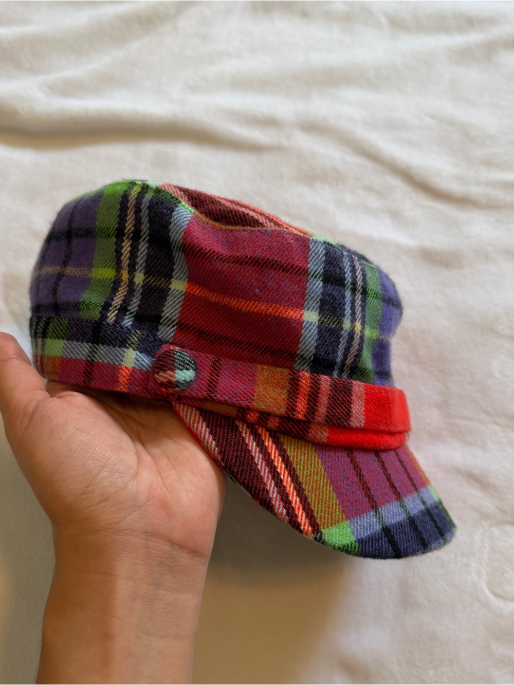 D&Y Multicolor Plaid Cap - Red, Green & Purple